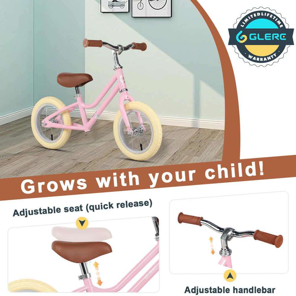 Glerc 12 Vintage Kids Balance Bike Mina Peach