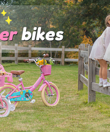 Glerc Girls Bike 3-12 Years Kids 14 16 20 Inch Training Wheels Pink Yellow  White