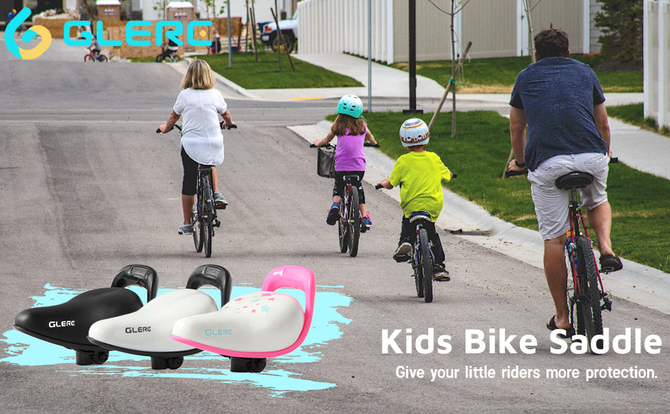 Kids Bike Seat Saddle with Parent Handle White